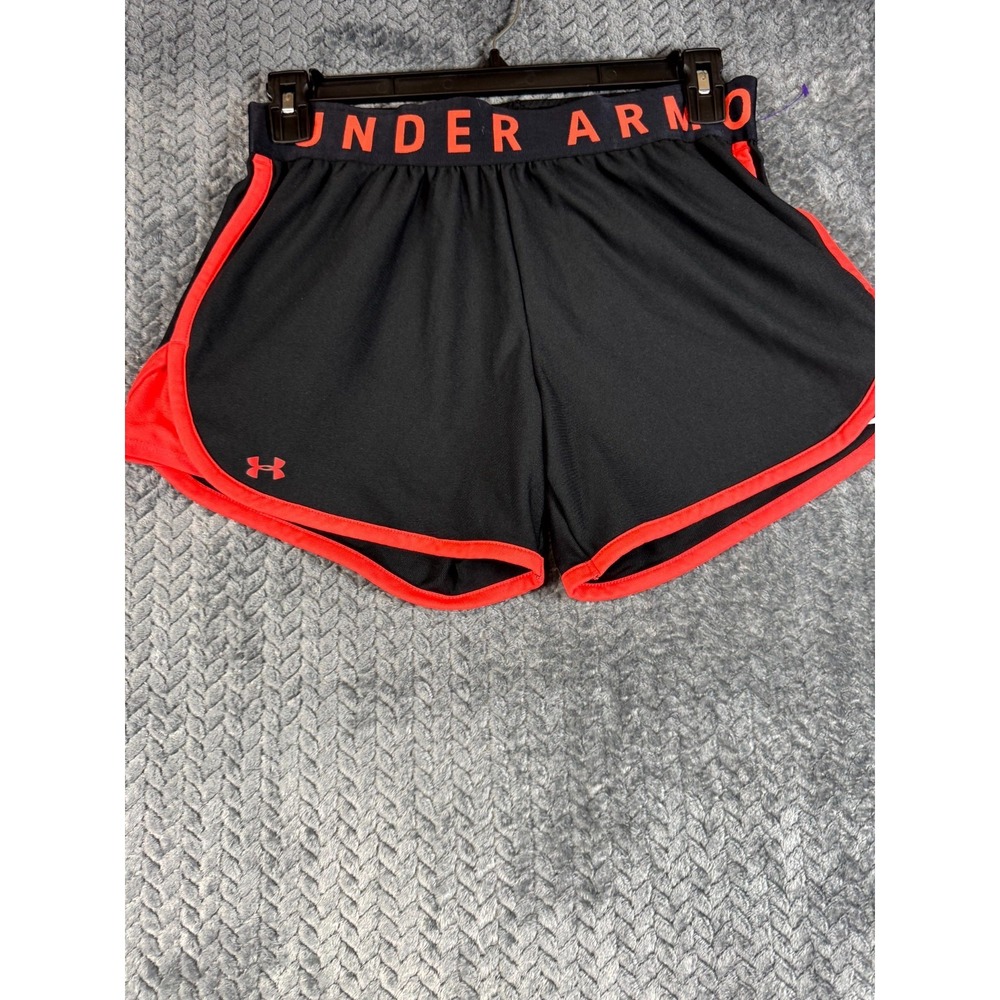 Under Armour Athletic Running Shorts Womens M Black HeatGear Loose Elastic Waist